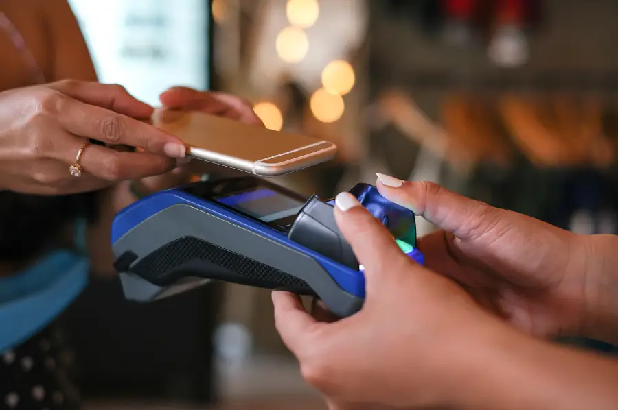 Tapping phone, paying for purchase