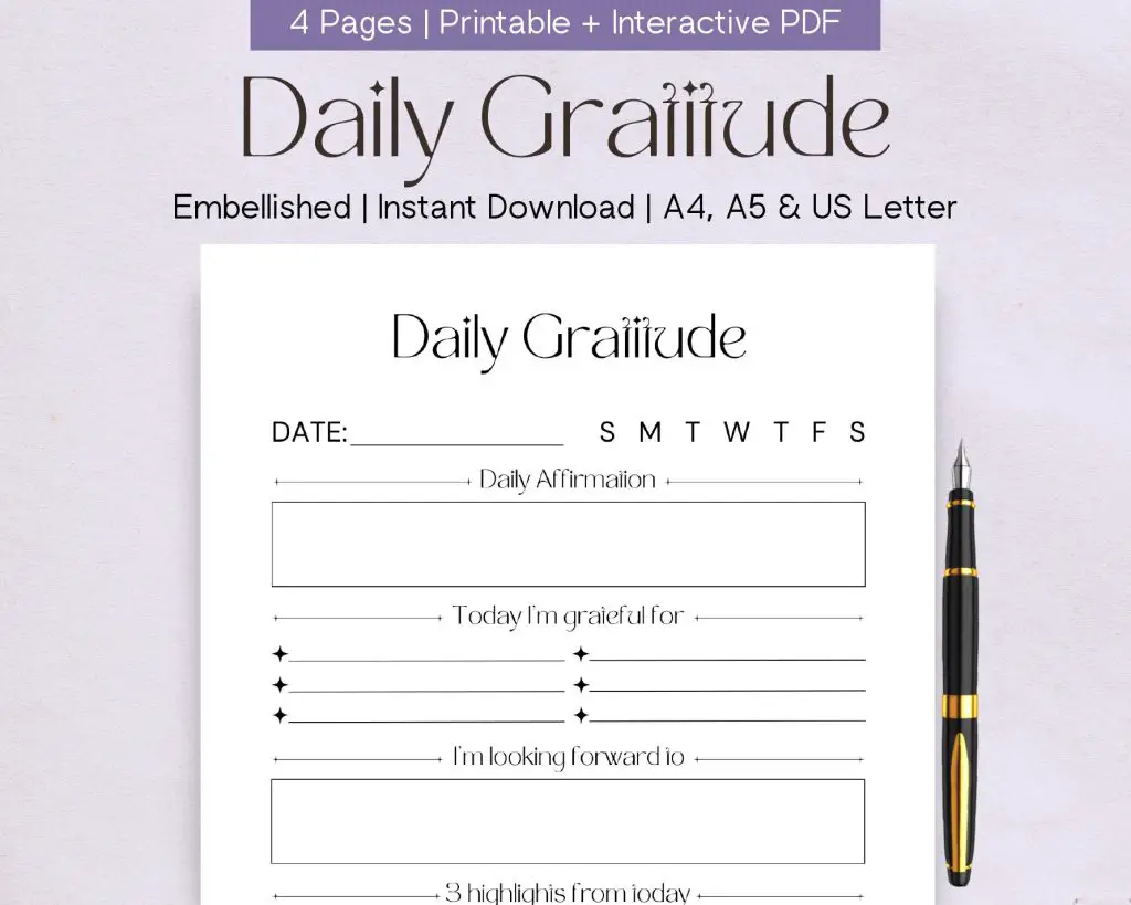 Daily Gratitude (Printable)