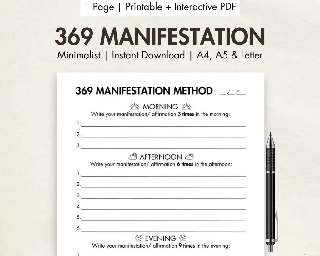 369 Manifestation Method (Printable)