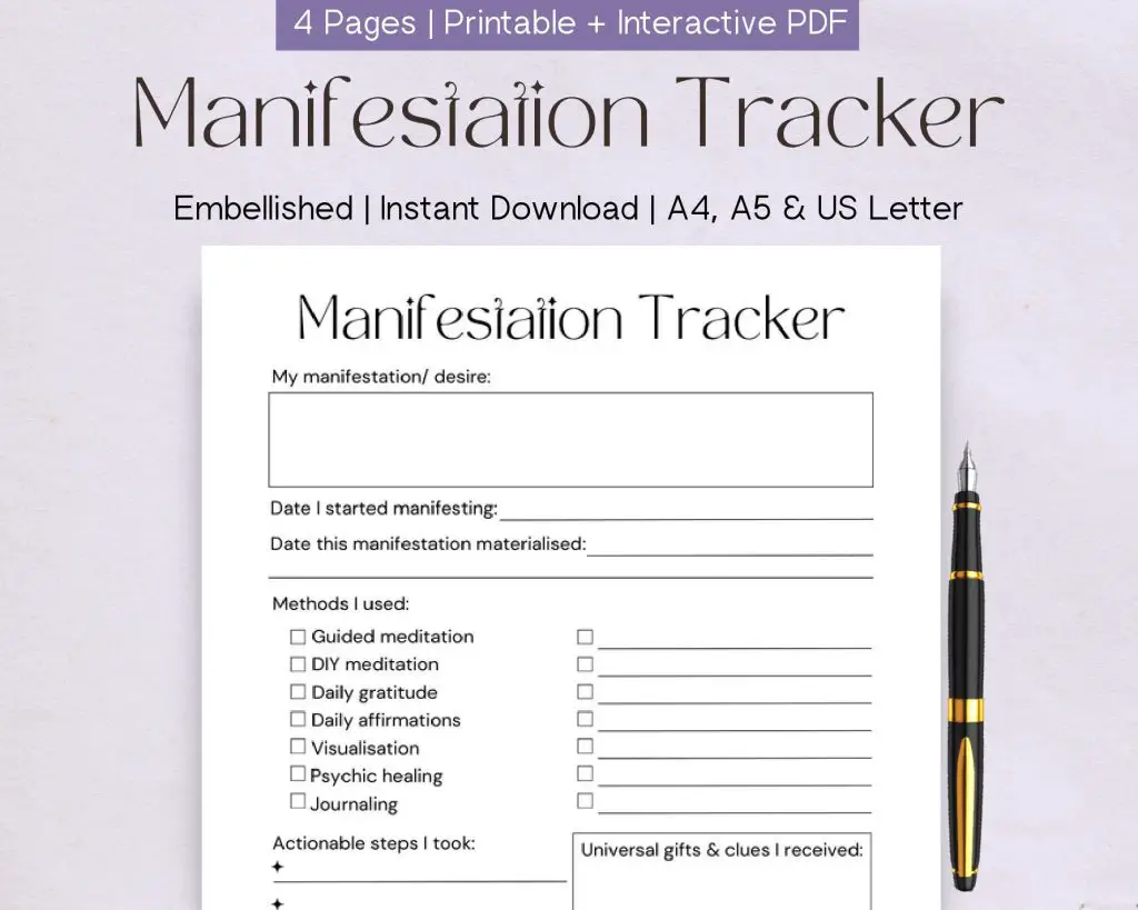 Manifestation Tracker (Printable)