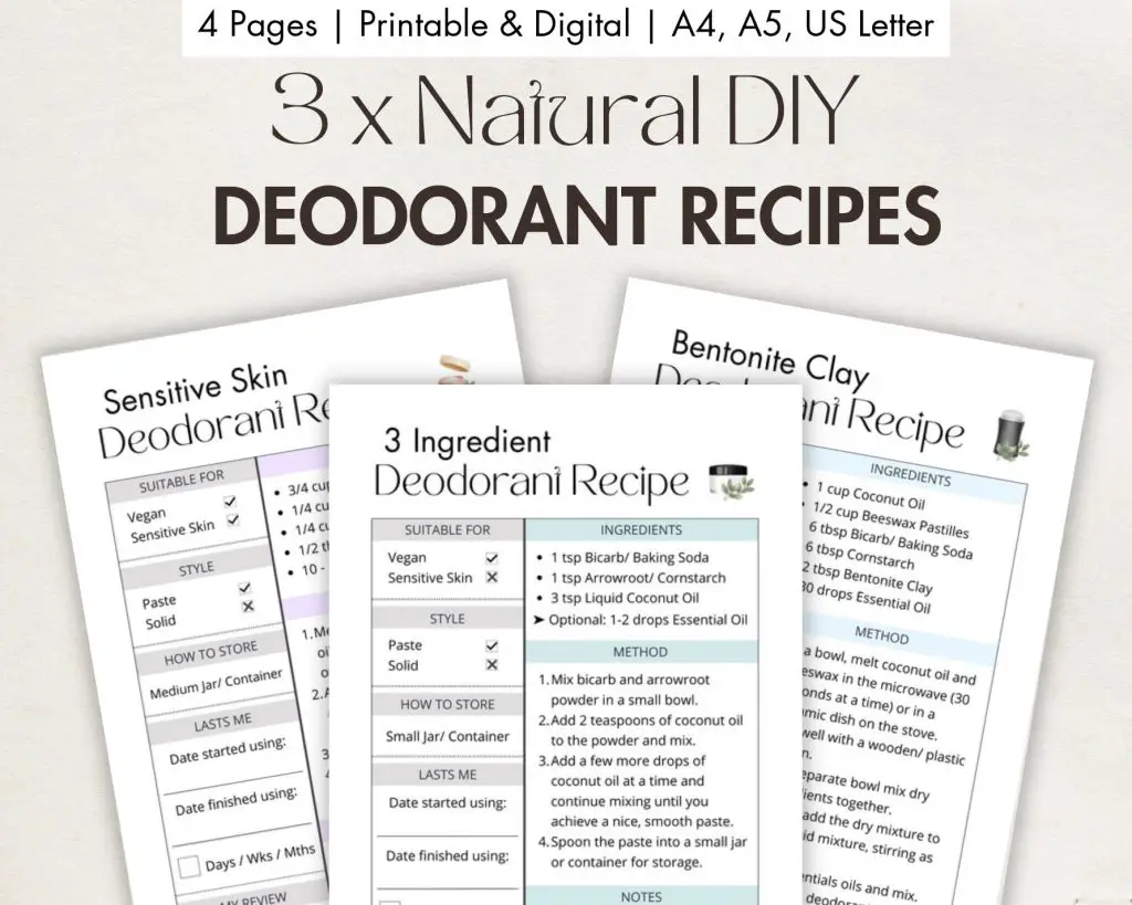 DIY Deodorant Recipes (Prinable)