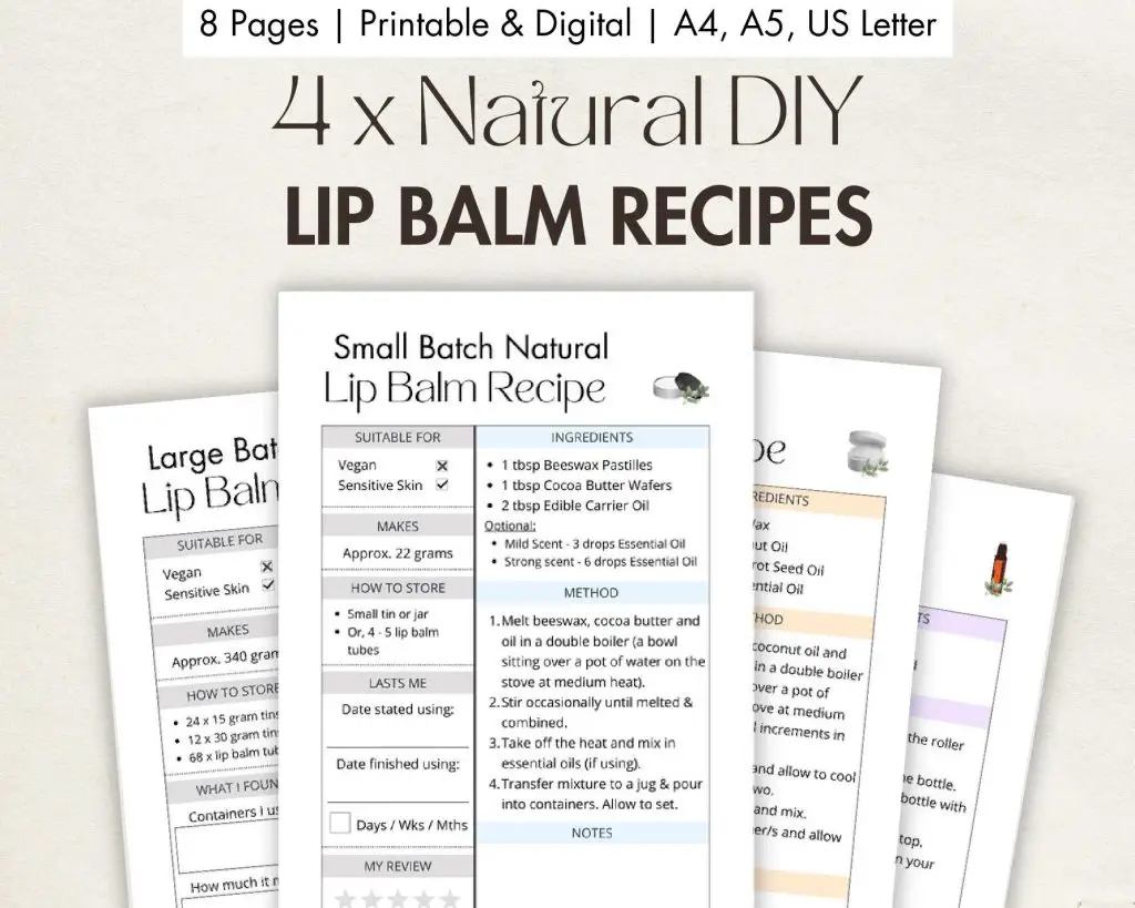 Natural DIY Lip Balm Recipes (Printable)