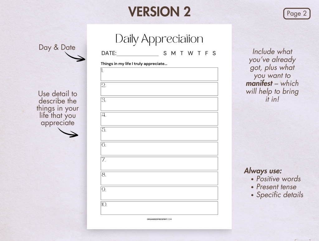 Daily Appreciation Journal (Printable & Fillable PDF)