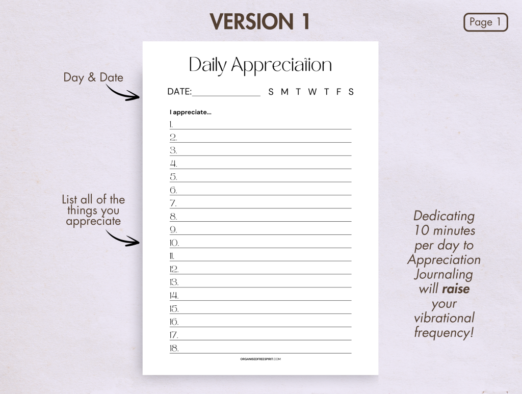 Daily Appreciation Journal (Printable & Fillable PDF)