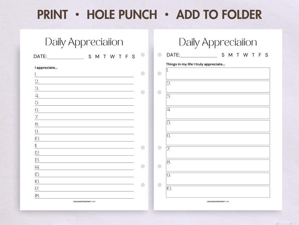 Daily Appreciation Journal (Printable & Fillable PDF)