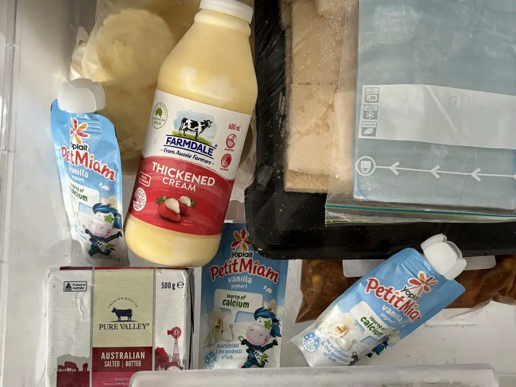 Frozen Dairy (cream, yoghurt, butter)
