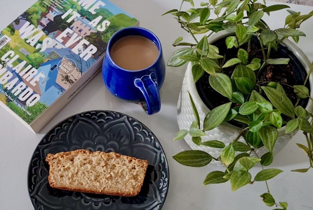 Apple Bread Cake, Book, Tea/Coffee, Plant
