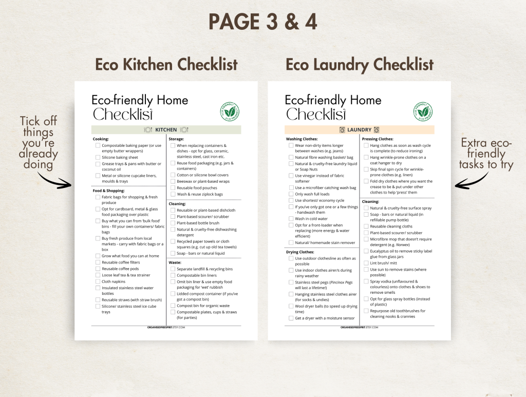 Eco-Friendly Home Checklist Bundle (Kitchen & Laundry)